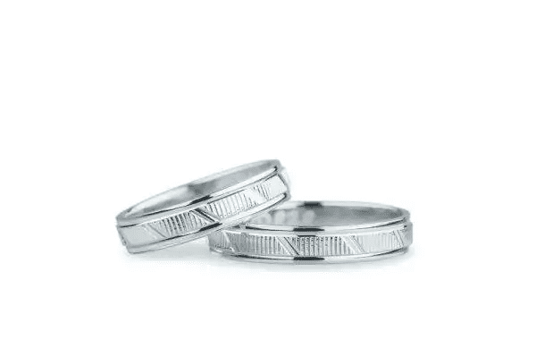 Verighete din aur alb 14k pentru cupluri, design clasic elegant