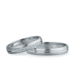 Verighete din aur alb mat, design minimalist pentru cupluri moderne