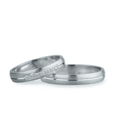 Verighete din aur alb mat, design minimalist pentru cupluri moderne