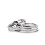 Verighete din aur alb cu model wheat, simbolul abundenței