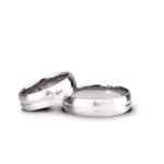 Set verighete aur alb cu finisaj radial, strălucire circulară