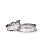 Verighete din aur alb cu finisaj zebra, contrast și dinamism