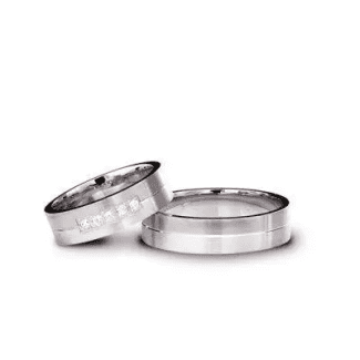 Verighete din aur alb cu finisaj zebra, contrast și dinamism