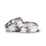 Pereche verighete aur alb cu model feather, ușurința dragostei