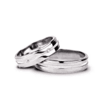 Verighete din aur alb cu profil pentagonal, geometrie neobișnuită