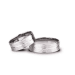 Pereche verighete aur alb cu model basket, împletire artistică