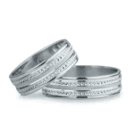 Pereche verighete aur alb cu model honeycomb, dulceața mierii