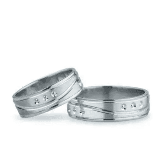 Pereche verighete aur alb cu model harmony, echilibrul perfect