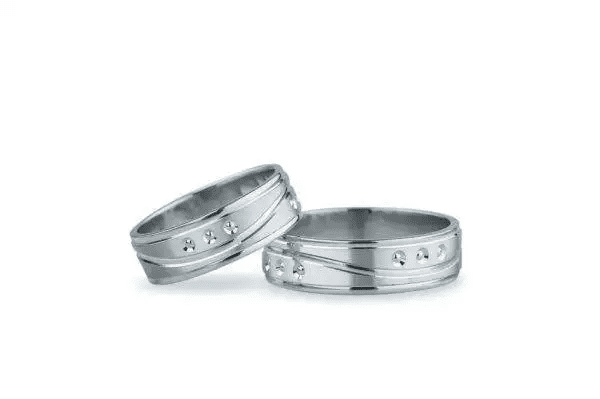 Pereche verighete aur alb cu model harmony, echilibrul perfect