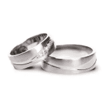 Set verighete aur alb cu finisaj meteorit, raritatea cosmică