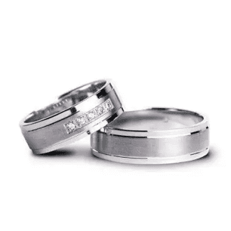 Pereche verighete aur alb cu model DNA, codul genetic comun