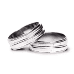 Verighete din aur alb cu profil reverse taper, inversarea clasică