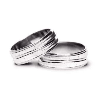 Verighete din aur alb cu profil reverse taper, inversarea clasică