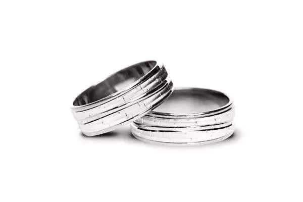 Verighete din aur alb cu profil reverse taper, inversarea clasică