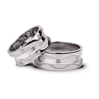 Verighete aur alb cu bandă interrupted pattern, ritm întrerupt