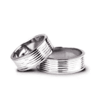 Pereche verighete aur alb cu design mokume gane, tehnica japoneză