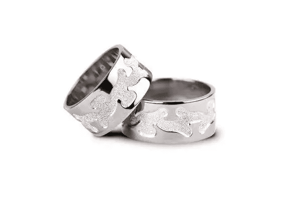 Pereche verighete aur alb cu design magnetic closure, închiderea magnetică