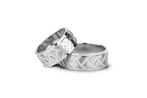 Verighete din aur alb cu interior cushion padding, căptușeala moale