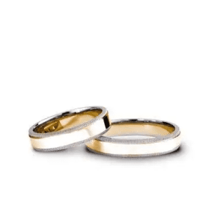 Set verighete aur alb cu finisaj leather texture, textura pielii