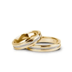 Set verighete aur alb cu finisaj linen texture, textura pânzei