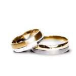 Set verighete aur alb cu margini guilloche, ghilošajul fin