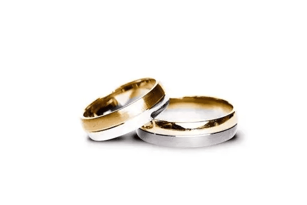 Set verighete aur alb cu margini guilloche, ghilošajul fin