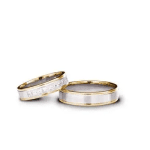 Pereche verighete aur galben cu centru alb, contrast clasic