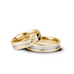 Set verighete aur alb cu centru auriu, simetrie bicolor