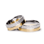 Pereche verighete aur combinat cu bandă perforată selective, transparența colorată