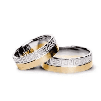 Pereche verighete aur combinat cu bandă perforată selective, transparența colorată