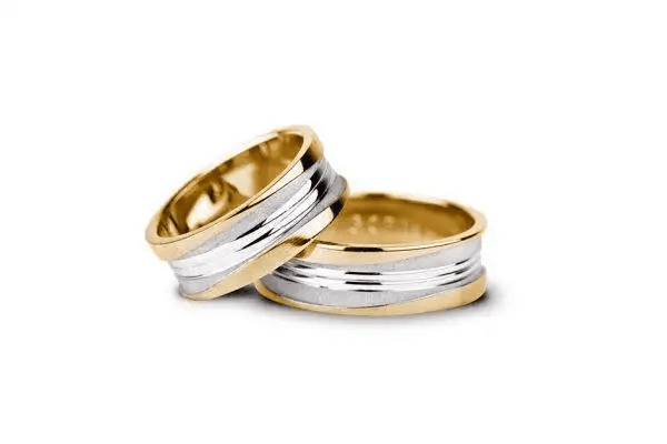 Verighete aur galben cu checkered pattern alb-roz, șahul cromatic