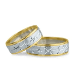 Verighete aur galben cu embedded strips alb-roz, benzile încorporate