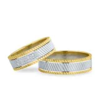 Set verighete aur tricolor cu design metamorphic, transformarea culorilor