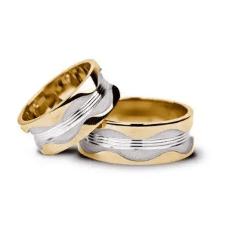 Pereche verighete aur combinat cu model electromagnetic, câmpul magnetic