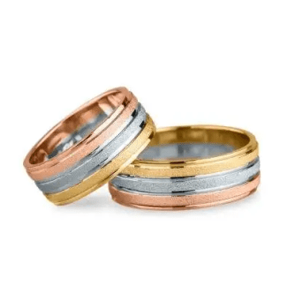 Verighete Unice Aur Combinat cu Model 3 Linii și Finisaj Mat d729