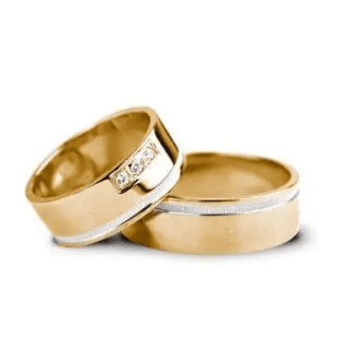 Verighete Aur Combinat 7 mm – Design Eleganță cu Pietre – D049