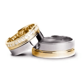 Verighete cu Pietre din Aur Combinat – 7.5 mm d310