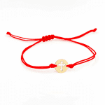 Bratara Aur cu Snur – Model Cruciuliță și bănuț decupat din aur 14K SR015