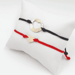 Set Bratara Cuplu cu Snur – Model inimă decupată și inimă plină din aur 14K SR020